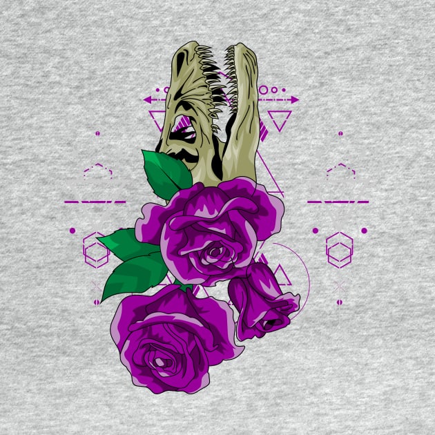 purple rose skull dinosaurs by SHINIGAMII